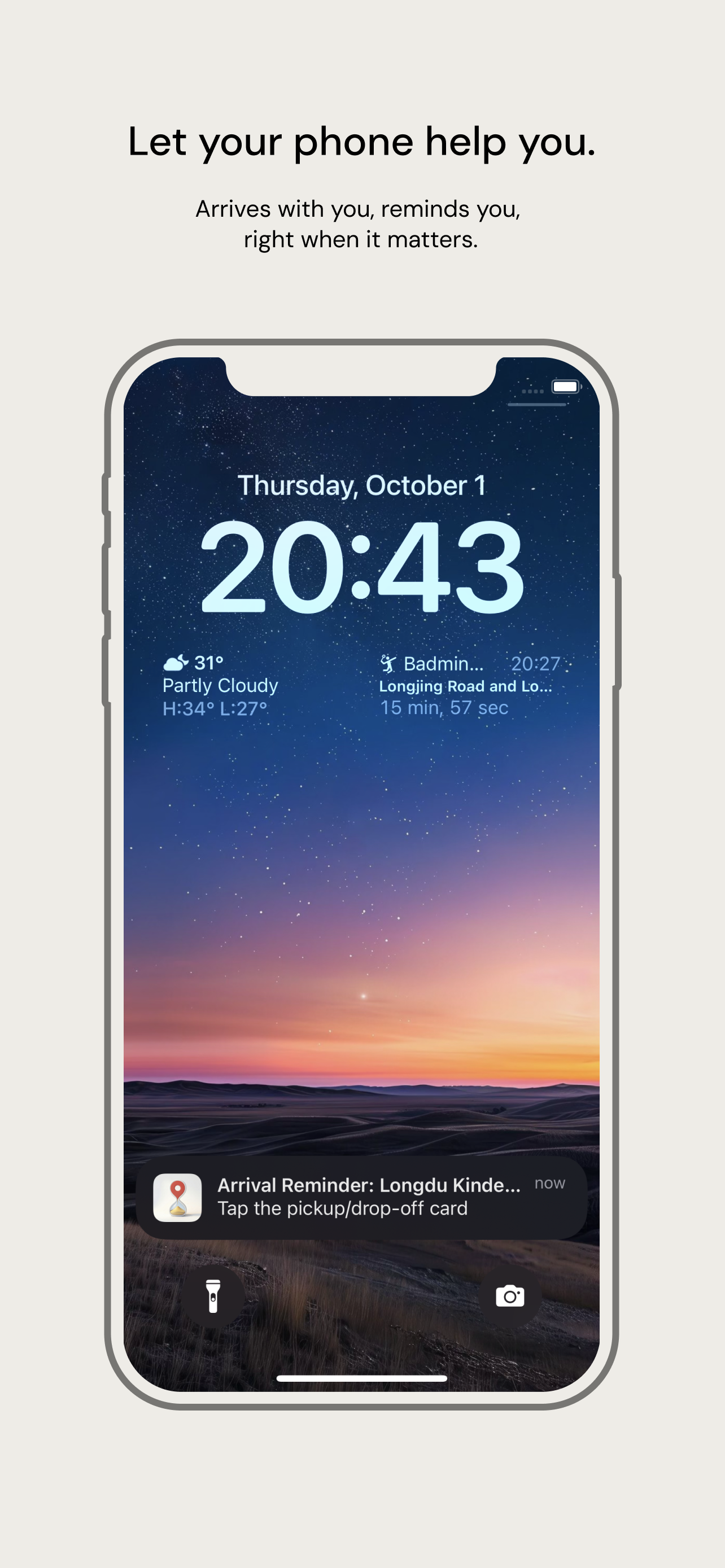 Ousia Lock Screen Arrival Widget & Reminders